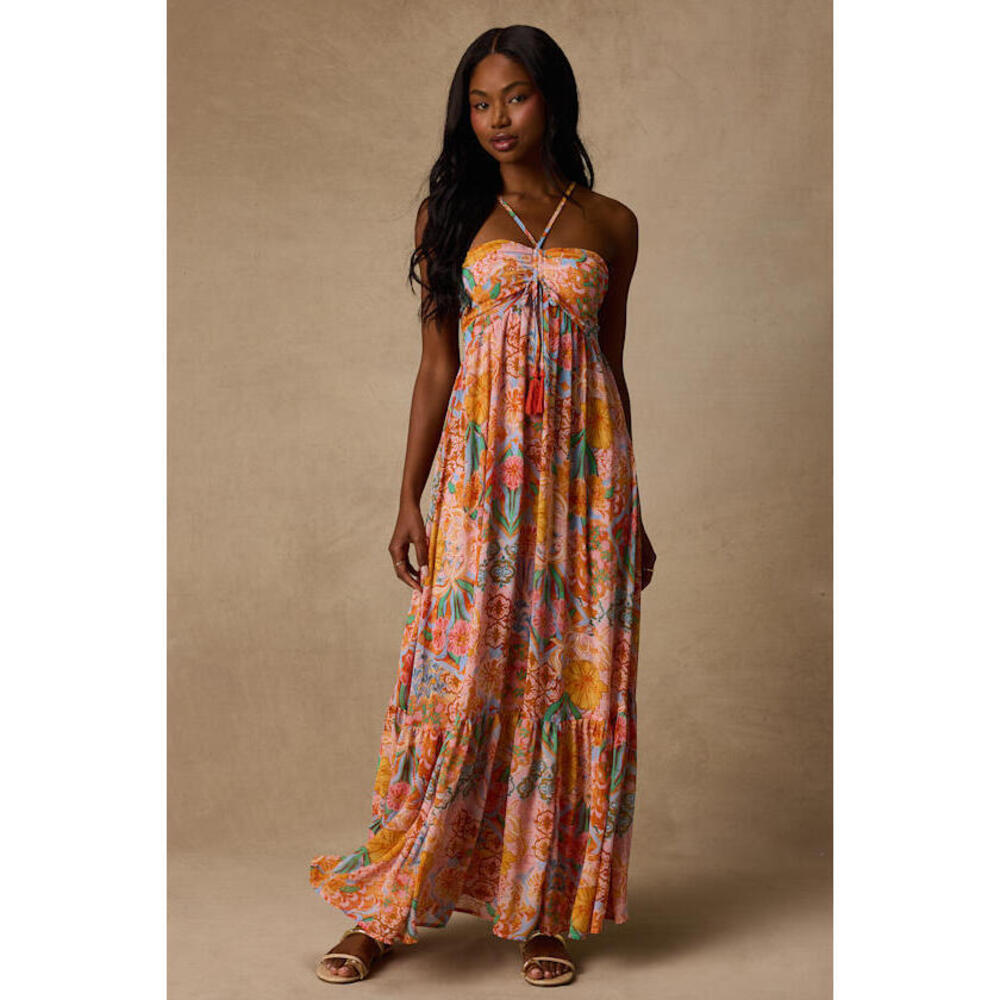 Lulus Grace Bay Blush Multi Boho Print Halter Maxi Dress Pink - Size M
